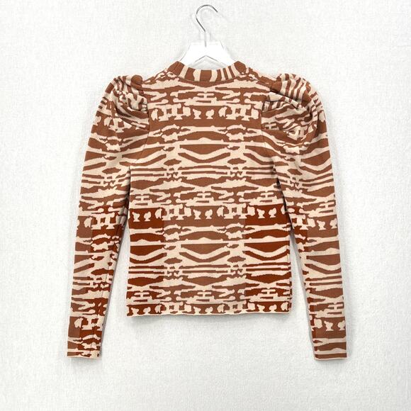 ULLA JOHNSON Rhea Cardigan Sweater Womens XS Puff Sleeve Wool Jacquard Button - Picture 5 of 16